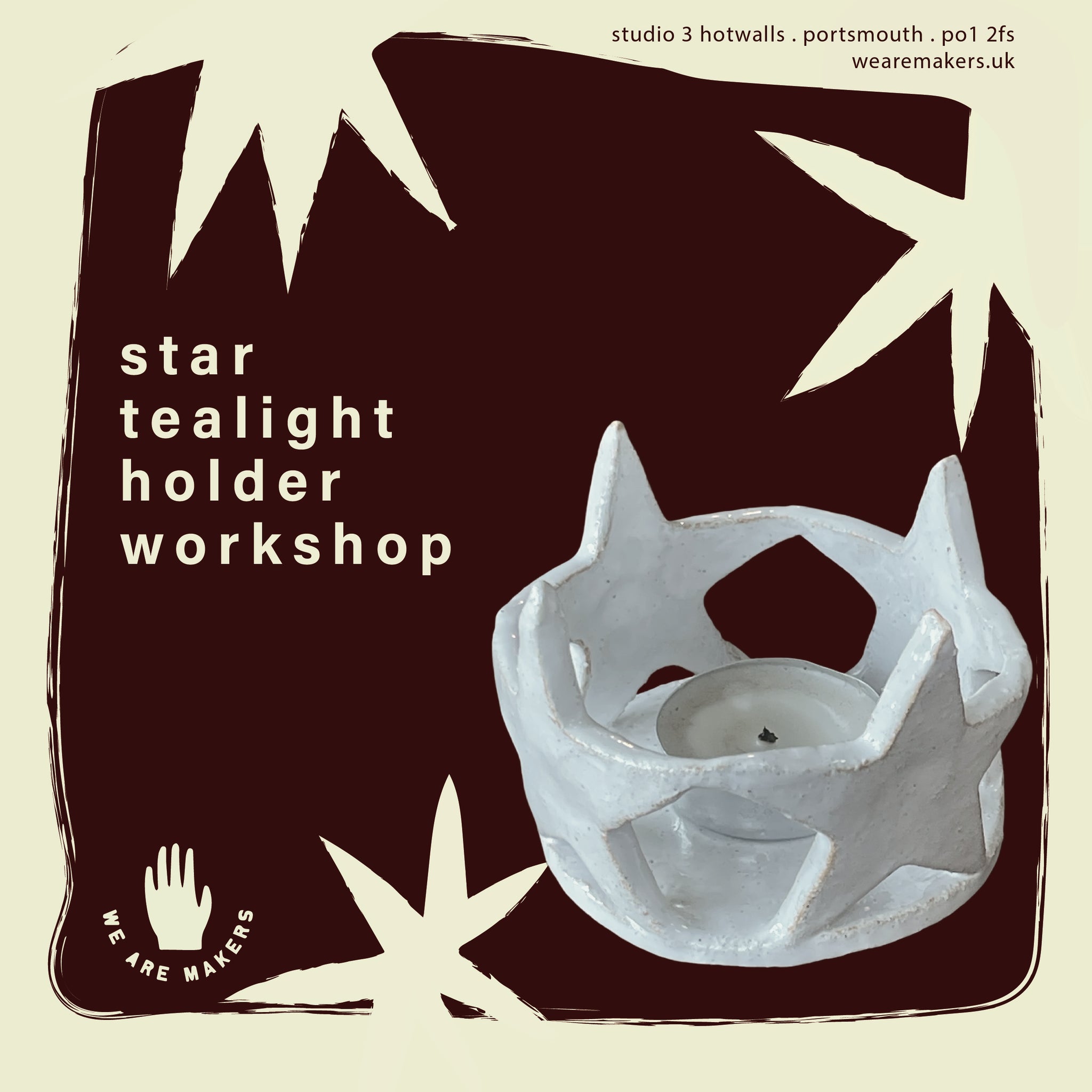 Star tealight holder | Ceramics Workshop | 7th December