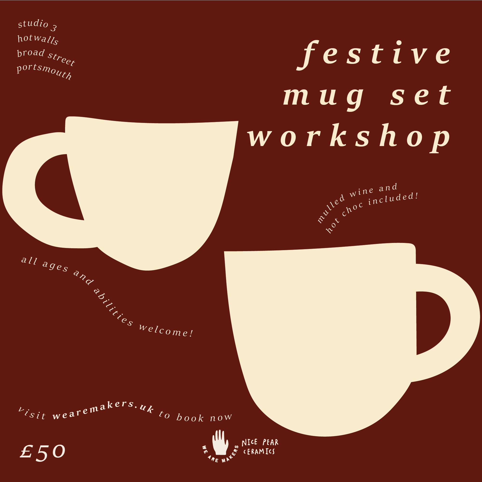 Christmas Mugs | Ceramics Workshop | 6/12/23